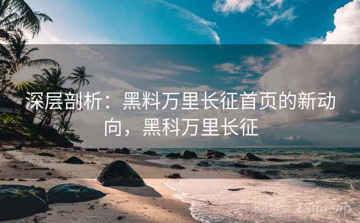 深层剖析：黑料万里长征首页的新动向，黑科万里长征